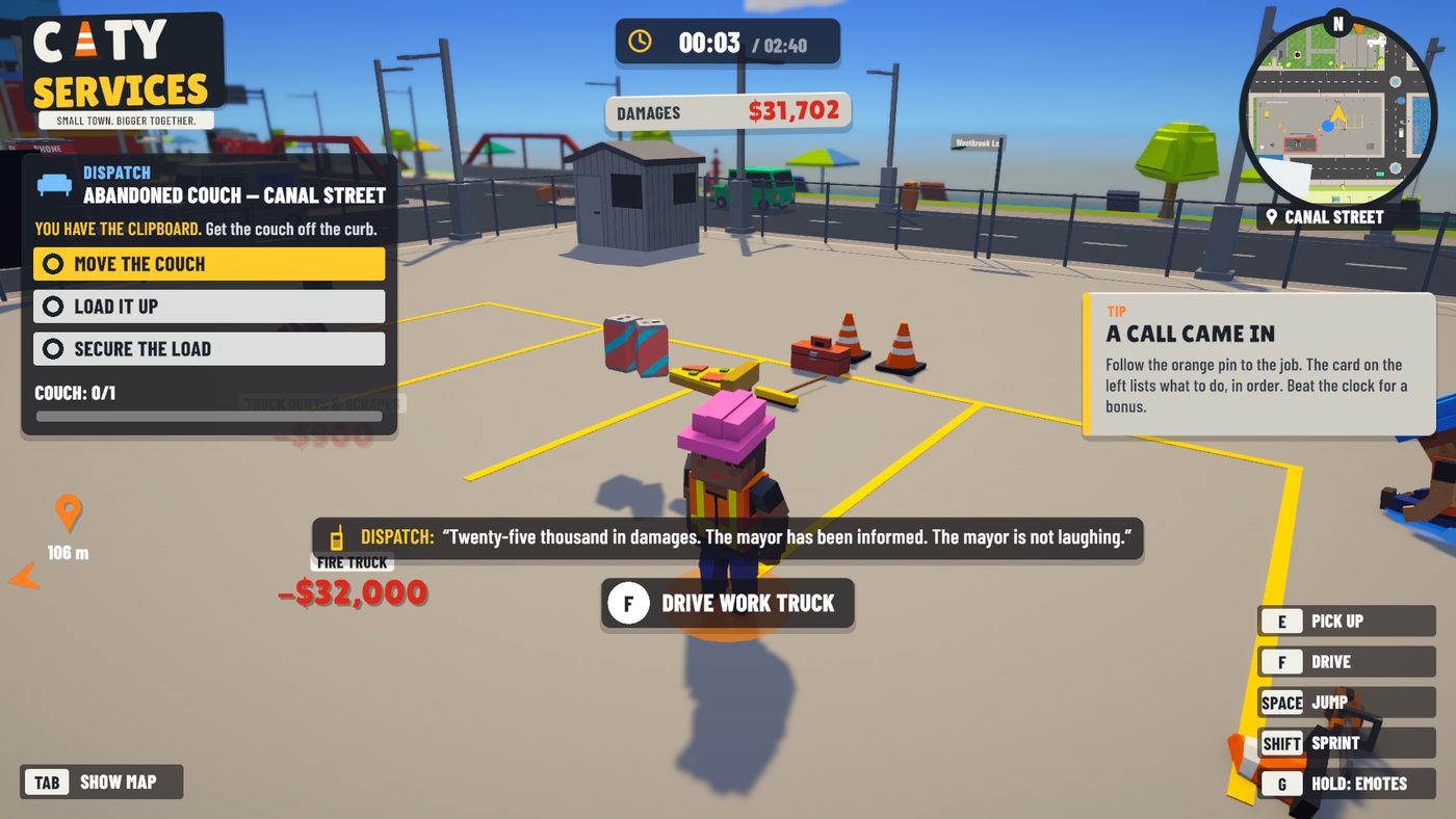 The damage counter reading $31,702 after the work truck hit a fire truck