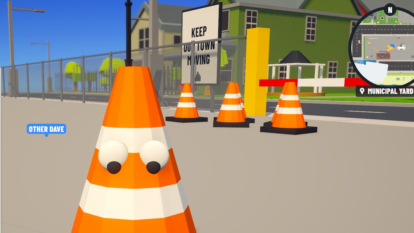 Gary, a traffic cone with googly eyes